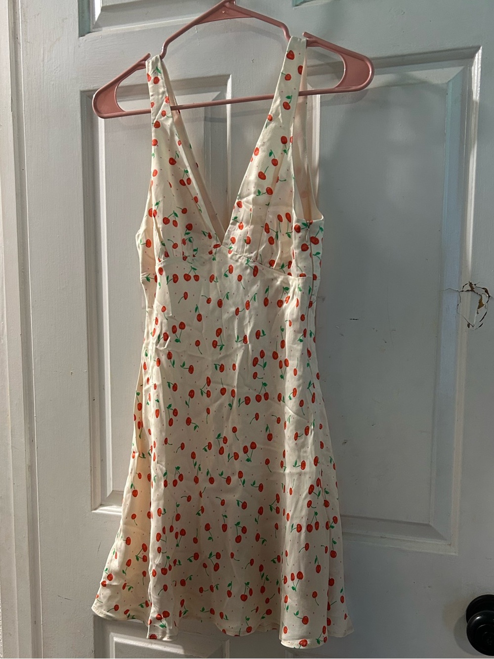 Zara Cream Mini Dress with Red Cherry Print